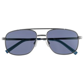 meigan Men's UV400 Teardrop Double Guard Square Metal Frame Matte Gun Sunglasses Gunmetal/Smoke 7990-02