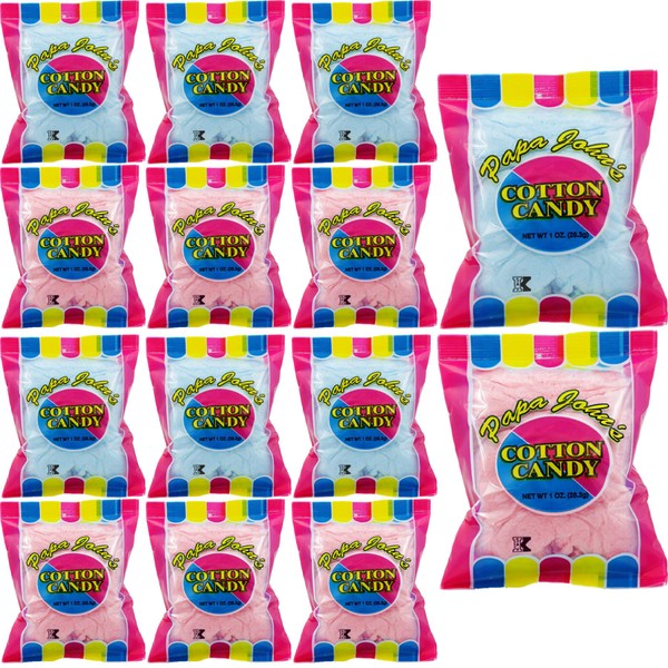 Fruidles Cotton Candy Blue and Pink Party Flavors Supplies Birthday Treats for Kids, Kosher, 1oz Bag (12-Pack)
