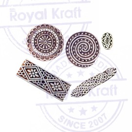 Creative Motif Spiral and Round Wood Stamps for Printing (Set of 5)
