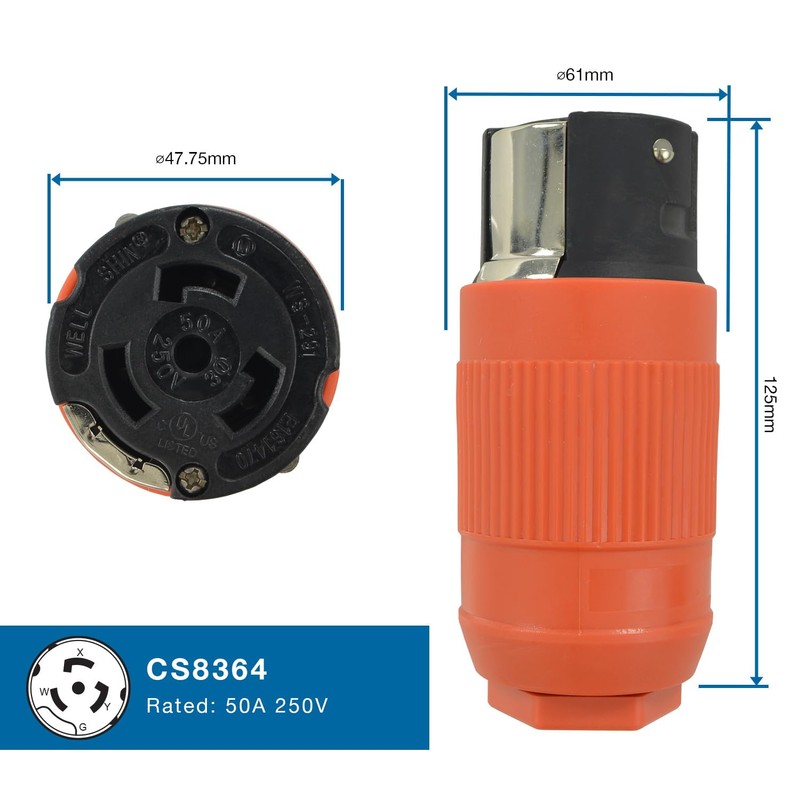 Conntek 60723 3 Phase 50-Amp 250V Assembly Female Connector