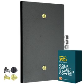 RIO SALTO Modern Metal Matte Black Blank Wall Plate Blank Outlet Cover Cover for Unused Outlets Wall Switch 1-Gang Covers Child Safe Device Outlet Safety - Midsize 1 Gang