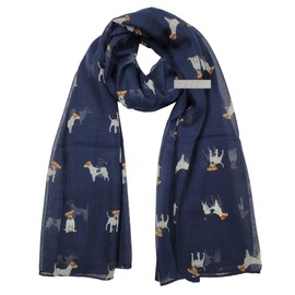 GFM® Women's Jack Russell Dogs Print Scarf - Spring Summer - JR-000-Navy Blue - (PSCF-FS-JR-000-A-GHNL)