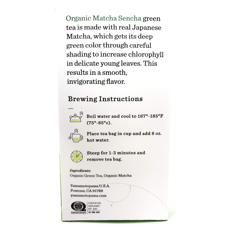 Yamamotoyama Organic Matcha Sencha Premium Green Tea (2 Pack, Total