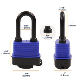 SEPOX® Out-Door Padlock,44mm 1.75" Premier Weather-Resistant Padlock Keyed-Alike, Heavy-Duty Security for Storage Units, Gates, Boats, 6Pcs Pack of Locks 12Pcs of Same Key Convenience