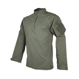 Tru-Spec T.R.U. 1/4 Zip Combat Shirt, Men's Tactical Long Sleeves - 65/35 Polyester Cotton Rip-Stop Fabric, Le Green/Olive Drab - Large