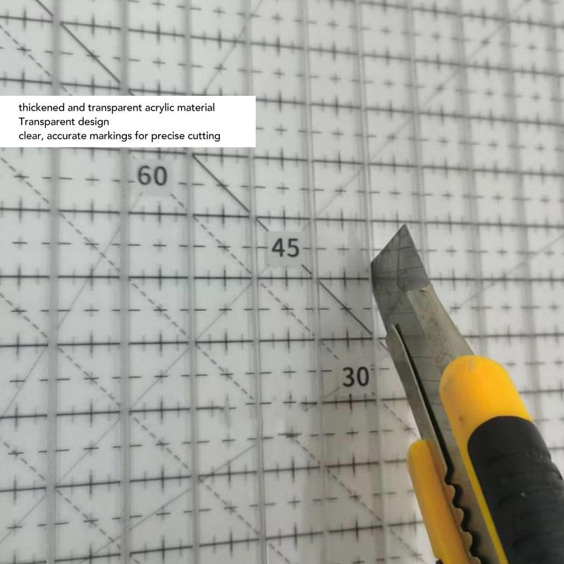 Quilting Ruler 12in Wide Transparent Acrylic Accurate Scale Black Grid