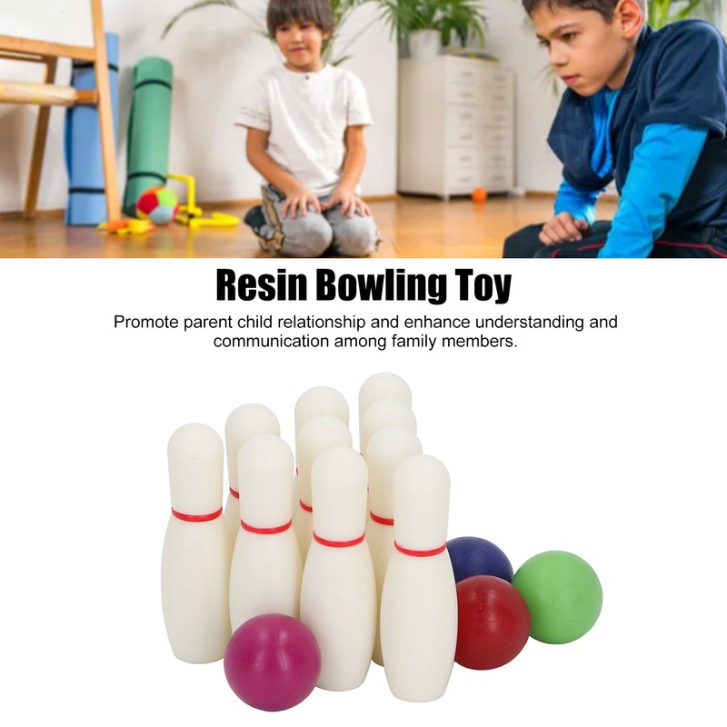 Kids Bowling Set Educational Interactive Resin with 10 Bowling Pins