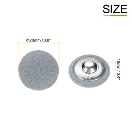 sourcing map 10pcs Fabric Cloth Covered Buttons 0.8" Round Plush Sweaters Button with Aluminum Shank Sewing Button for Woolen Coat Jacket Shirt DIY, Grey