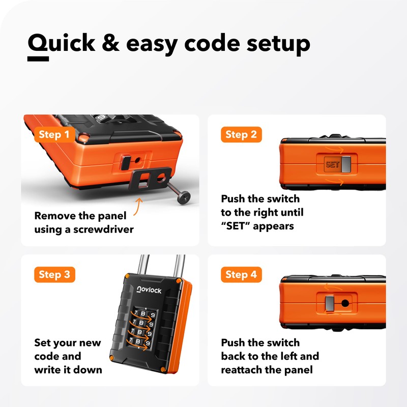 Locker Padlock with 4-Digit Code for Gym, School, Home, Work