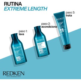 REDKEN- Shampoo Extreme Length | Shampoo anti-quiebre para un cabello más largo y sano | Fortalece el cabello desde la raíz hasta las puntas y reduce el quiebre | Formulado con Biotina | 300ml