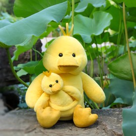 Apricot Lamb Mother and Child Ducks Plush Stuffed Animals for Kids, Soft Cute Plush Toys for Baby Girl and Boy, Fluffy Mother and Child Ducks Yellow 9.9 Inches