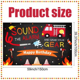 WODJR Fireman Birthday Backdrop Fireman Party Decoration Firetruck Banner Firetruck Backdrop Firetruck Party Decorations Firefighter Party Decorations for Firemen Firetruck Birthday Party Decorations