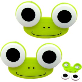 Caso de lente de contacto de 2 PCS 3x2x1 Forma de la rana de dibujos animados Lente de contacto Caso de viaje con adorables ojos grandes, práctica y linda caja de lente de contacto para el hogar y lo