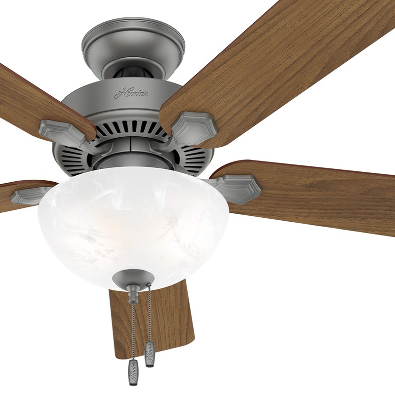 Hunter Fan 52 inch Traditional Matte Silver Indoor Ceiling Fan