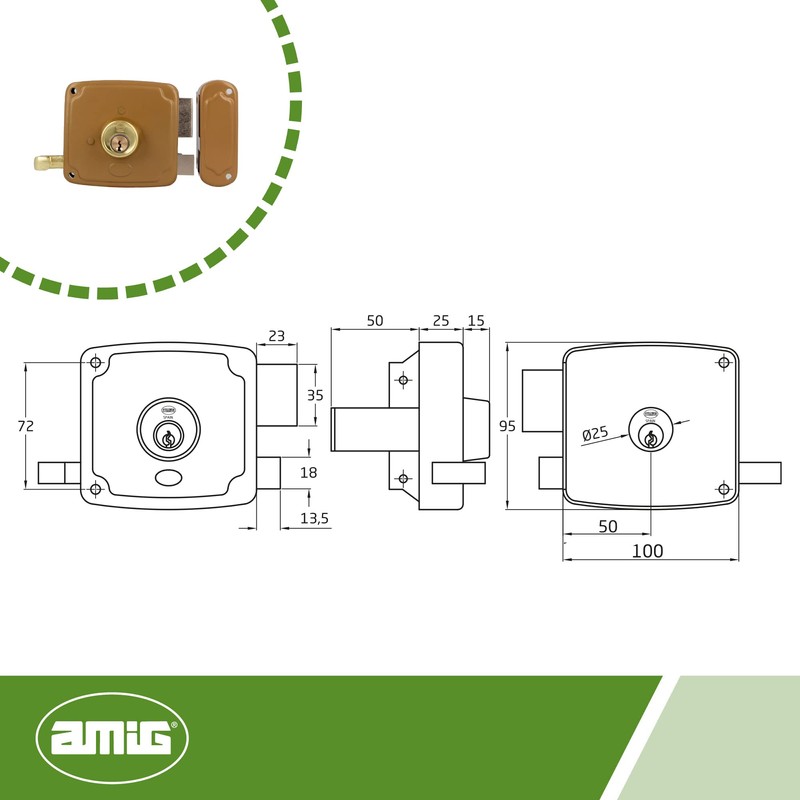 Amig Door Lock - Right Wheel Lock with Locking Lever,
