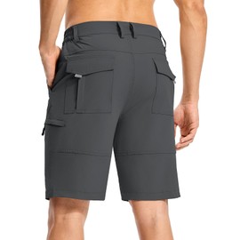 TBMPOY Men's Hiking Cargo Shorts 9" Lightweight Quick Dry Outdoor Work Travel Camping Casual Summer Shorts 6 Pockets Dark Grey 34