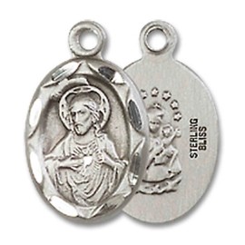 Bliss Sterling Silver Scapular Catholic Medal Pendant Necklace 18" Chain GiftBox