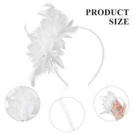MWOOT Feather Headband with Artificial Flowers, 1920s Fascinator Headpiece for Women, White Feather 20s Headband for Carnival, Cocktail, Wedding, Tea Party Accessories