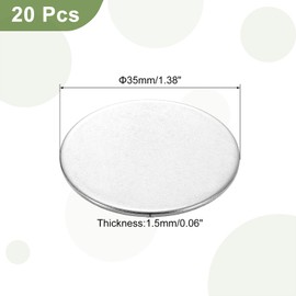 QUARKZMAN Pack of 20 Stainless Steel Engraving Blanks 1 3/8 Inch (35 mm) Diameter 0.06 Inch (1.5 mm) 304 Stainless Steel Flat Round Plate Round Punch Blank for Crafts Metal Embossing and Jewellery