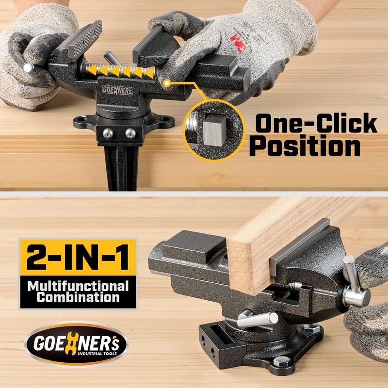 Dual-Purpose Combined Universal Vise 3.3" with 360° Swivel Base, Bench