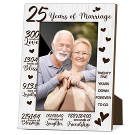 JIRIM-BEUTY 25th Years of Marriage Wood Photo Frame Anniversary Romantic Gifts for Wife Wedding Anniversary Frame for 25 Year Anniversary Special Gifts for Him Wood Anniversary Marriage Gifts - M794