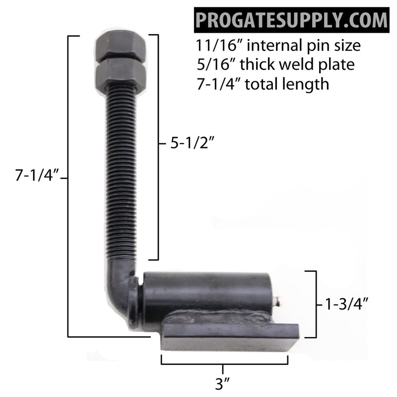 3/4" J-Bolt Gate Hinge | Heavy Duty 7" Adjustable Barrel