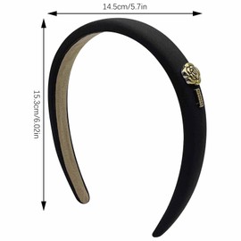 Ravlzors 4 Pcs Padded Headbands Flower Camellia Hairband Soft Sponge Head Bands Decor Vintage Black White Fabric Hoops Stylish Hair Accessories for Women Girls