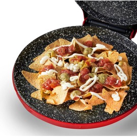 MisterChef Countertop Pizza Maker, 1450W Mini Pizza Oven, Pizza Maker Oven With 12″ Non-Stick Ceramic Plate, Indoor Electric Pizza Oven for Crepes, Pancakes - Red