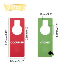 GLOBLELAND 8Pcs Vacant Occupied Sign Plastic Door Knob Hanger Signs PVC Vacant Occupied Door Signs Hanger Signs for Office Bedroom Hotel Decoration, red and green, 21.5x8cm/8.5x3.2