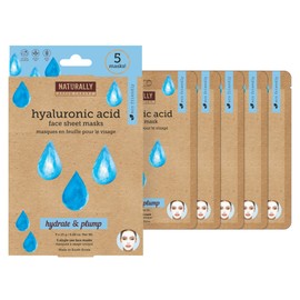 Naturally 30 Hydrating Hyaluronic Acid Infused Sheet Mask, 5 Sheet Masks Included
