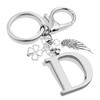 YasJess Keyring Letter with Four Leaf Clover and Wings Name