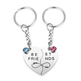 PiercingJak 2pcs Best Friend Keychain Set BEST FRIENDS Puzzle Matching Heart Keychain Infinity Long Distance Relationship Friendship Gifts for Sister BFF Birthday Christmas