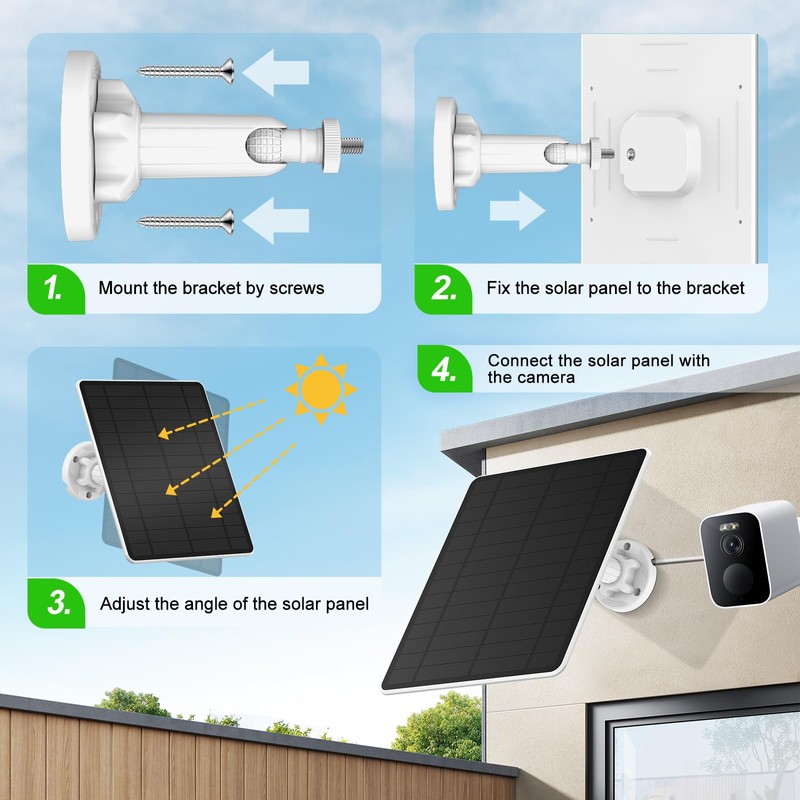 Solar Panel for Security Camera, 5W Solar Panel for Micro