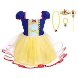 Lito Angels Disfraz de princesa Blancanieves la nieve para niñas pequeñas Fiesta elegante de Navidad de Halloween con accesorios 3T