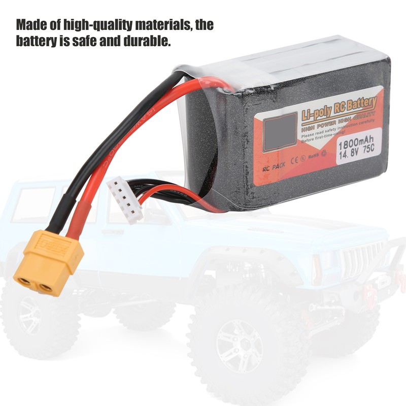 14.8V 1800mAh 4S 75C Lipo Battery Pack with XT60 Plug