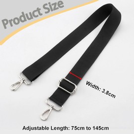 Shoulder Strap Bag, Wide Bag Strap, Black, 3.8 cm Wide Shoulder Strap for Bags, Black, Nylon Shoulder Strap, Crossbody Bag, Women's Wide Strap, Adjustable Shoulder Strap, Bag Strap