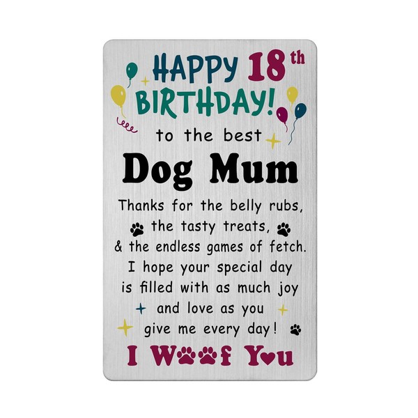 Richesele Dog Mum 18th Birthday Card - Happy 18th Birthday