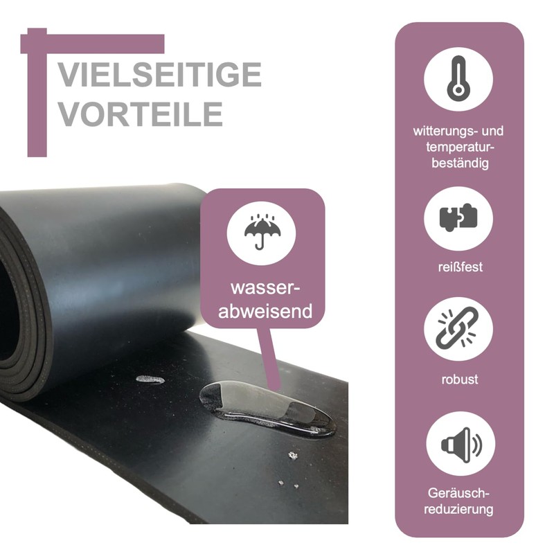 Rubber Strips with Fabric Insert - Thickness 3 mm in