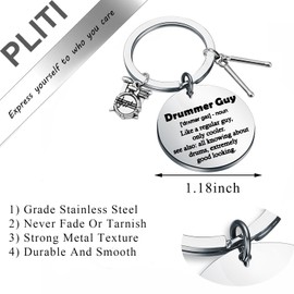PLITI Drummer Gift Drumming Gift Drum Lover Gift Percussion Gift Drummer Guy Keychain For Drum Player (Drummer Guy kyCA)