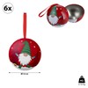 Santa Christmas Baubles Set of 6 Metal for Hanging and