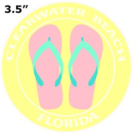 Athena Brands Flip Flops Clearwater Beach Florida - Car Truck Window Bumper Sticker Decal - Fun In The Sun Yellow