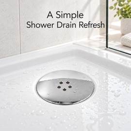 Round Shower Floor Drain Cover with Removable Waste Trap Insert – Silver-Finish Replacement for Bathroom Shower Enclosures