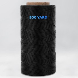 TOOLSSIDE 9-Ply Black 2mm Waxed Twine 1500 Feet/500 Yard Wax Lacing Cord Nylon (210D Polyester) - 160 LBS Tensile Strength Black Twine String for Crafts, 1-Roll