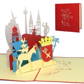 LINPOPUP®, LIN17332, pop-up card, greeting card, folding cards, 3D city map, Bremen, travel voucher, birthday cards, Bremen, N222