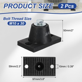 PATIKIL Rubber Vibration Isolator Mounting Bracket 60kg / 132lb Load Bearing, 2 Pack Machine Shock Absorber for Mini Split HVAC Air Conditioner Condenser (97x59x50mm)