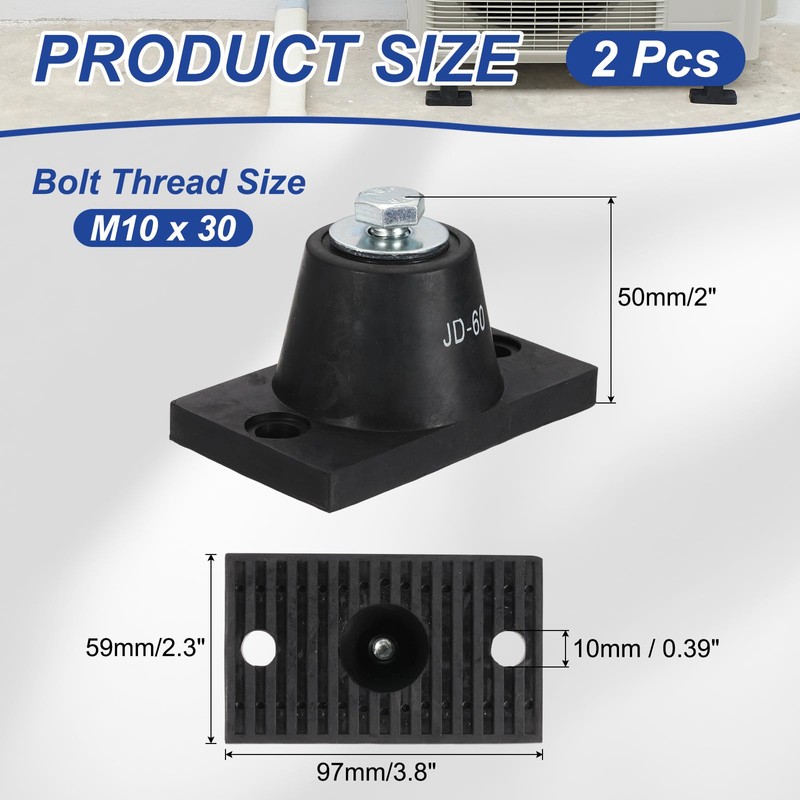 PATIKIL Rubber Vibration Isolator Mounting Bracket 60kg / 132lb Load