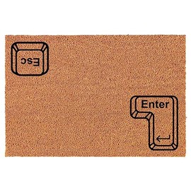 Welcome Doormat Coco Coir Door Mat Gift Enter Esc Computer Keyboard Programmer Geek Funny (30" x 18")