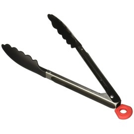 Pinzas de Cocina con agarre Antideslizante EKCO Evolution, Color Negro, 100% Acero Inoxidable de Alta Resistencia, agarre de Silicona y puntas de Nylon resistentes a altas temperaturas