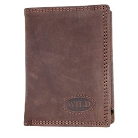 Wild Small Trifold Vertical Designed Genuine Leather Pocket Size Wallet, brown, Standard size, Casual