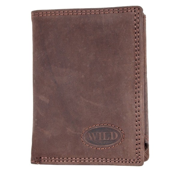 Wild Small Trifold Vertical Designed Genuine Leather Pocket Size Wallet,